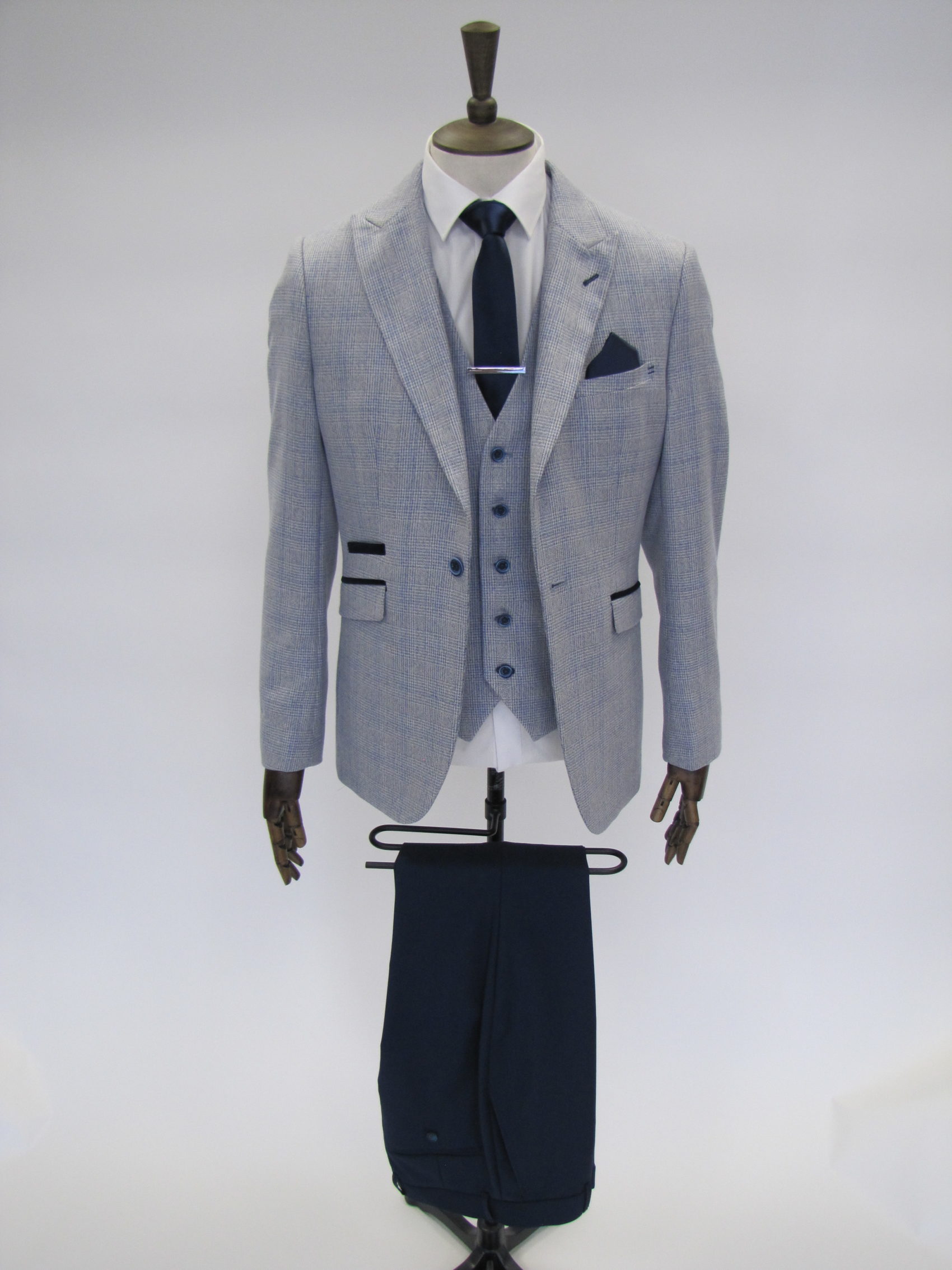 Dark Blue Striped 3 Piece Suit – Conquer Menswear