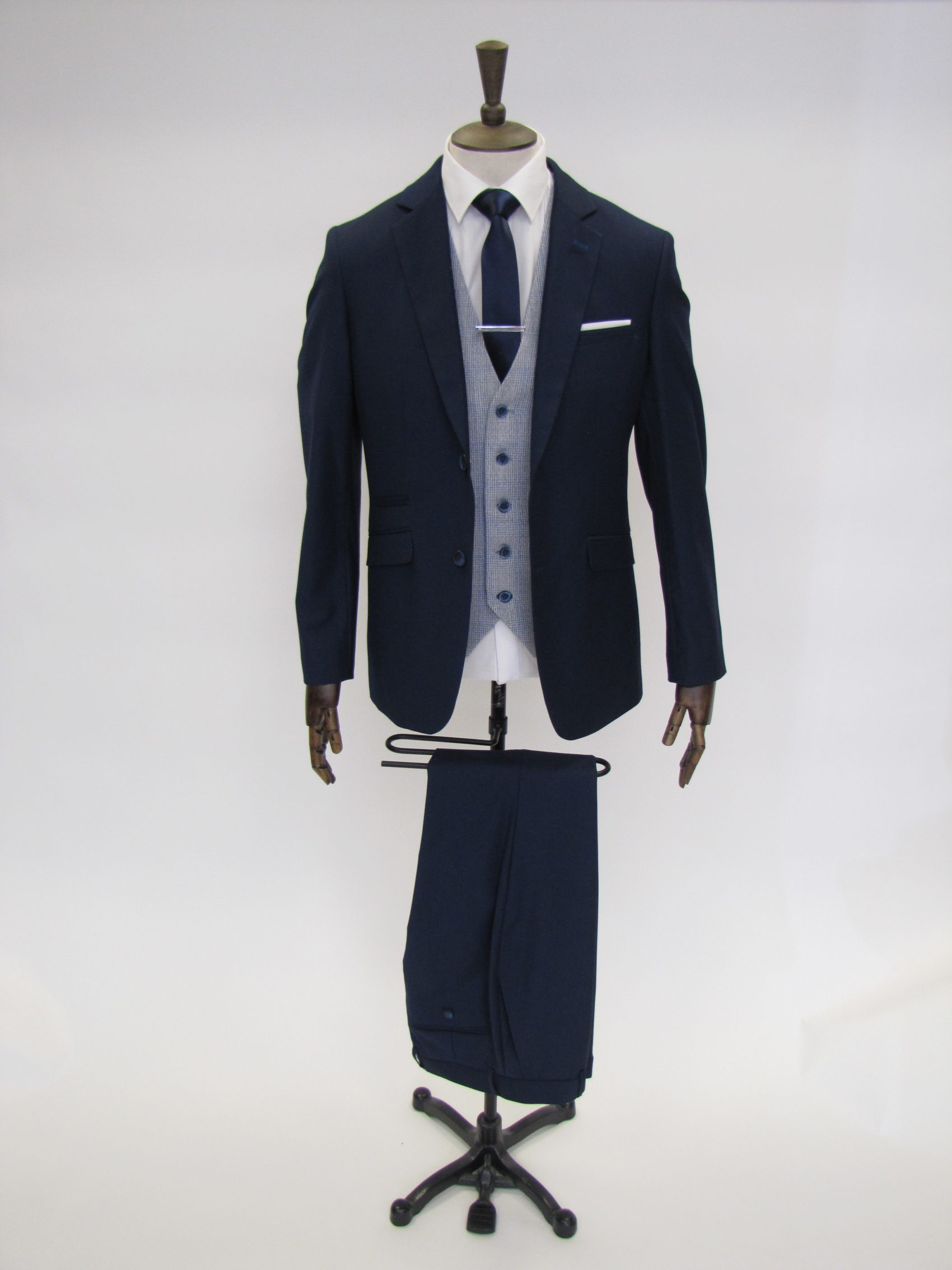 Occasion Wear Outfit : Waistcoat + Shirt + Bow Tie + Trousers, for Boys -  dark blue, Baby