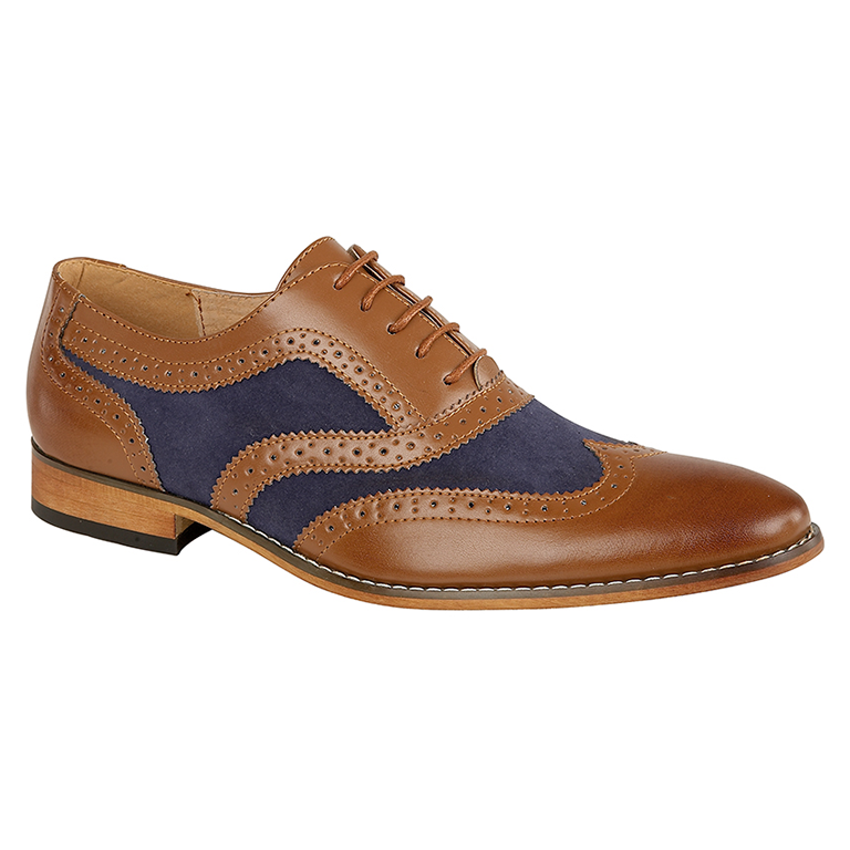 tan and navy brogues